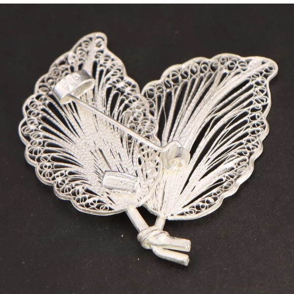 VTG Sterling Silver - Filigree Leaf Leaves Plant - Picture 4 of 5